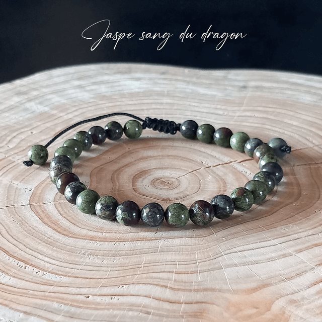 Bracelet ajustable en Jaspe sang de dragon