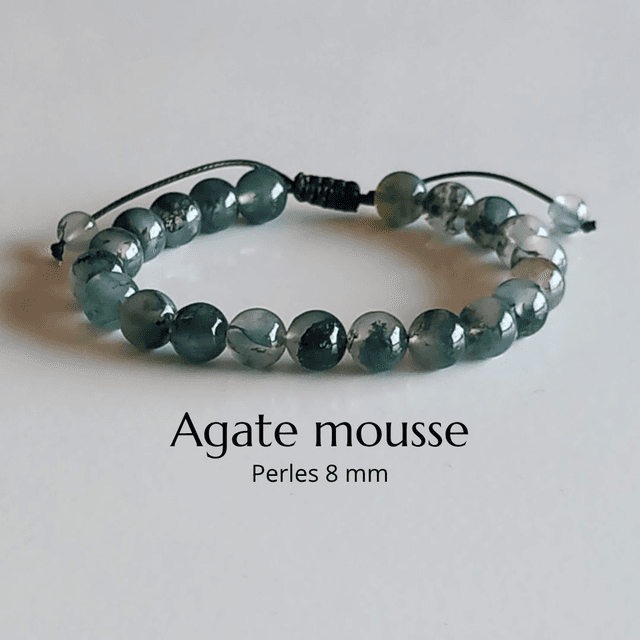 Bracelet ajustable en Agate mousse