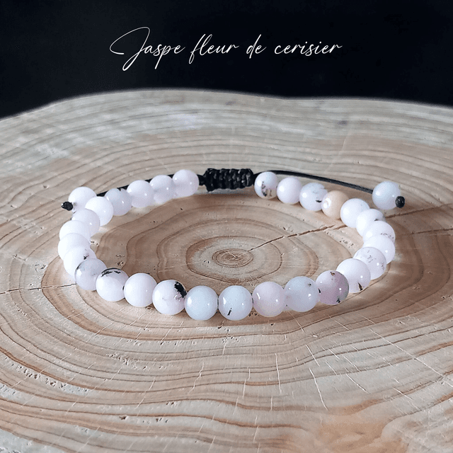 Bracelet ajustable en Jaspe fleur de cerisier