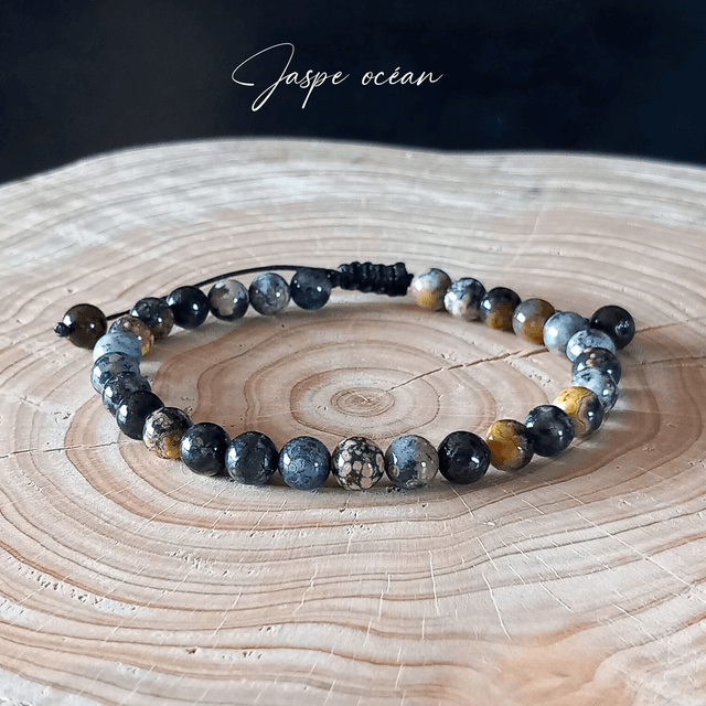 Bracelet ajustable en Jaspe océan