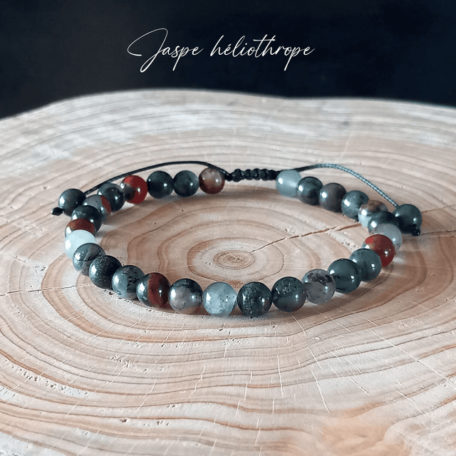Bracelet ajustable en Jaspe héliotrope