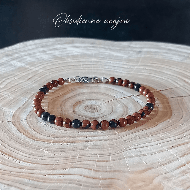 Bracelet fermoir en Obsidienne acajou