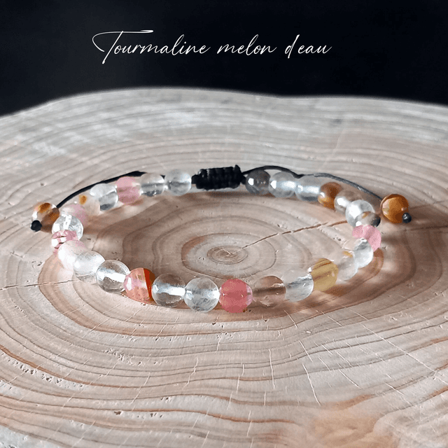 Bracelet ajustable en Tourmaline melon d&#039;eau