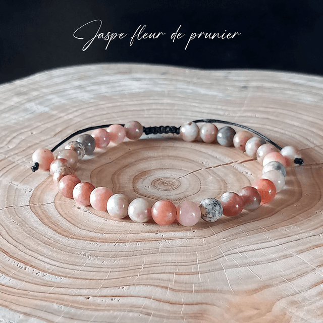 Bracelet ajustable en Jaspe fleur de prunier