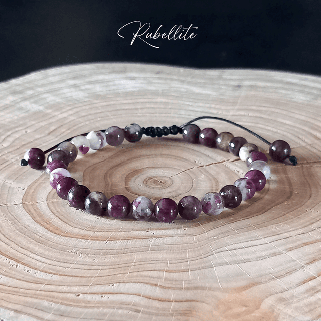 Bracelet ajustable en Rubellite (Tourmaline rose)