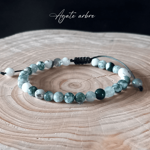Bracelet ajustable en Agate arbre