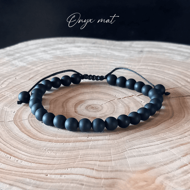Bracelet ajustable en Onyx mat