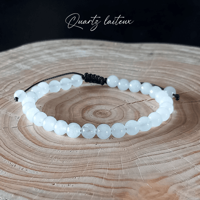 Bracelet ajustable en Quartz laiteux