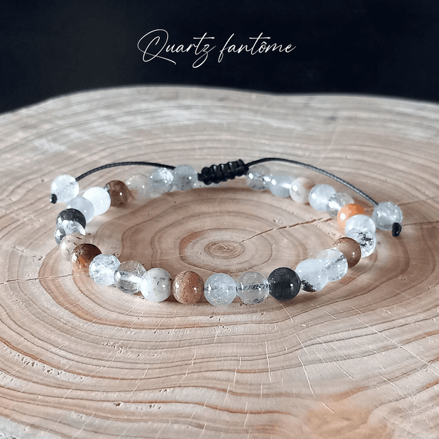 Bracelet ajustable en Quartz fantôme