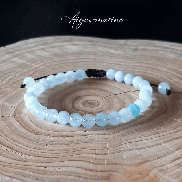Bracelet ajustable en Aigue-marine