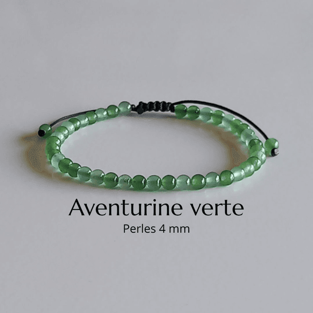 Bracelet ajustable en Aventurine verte
