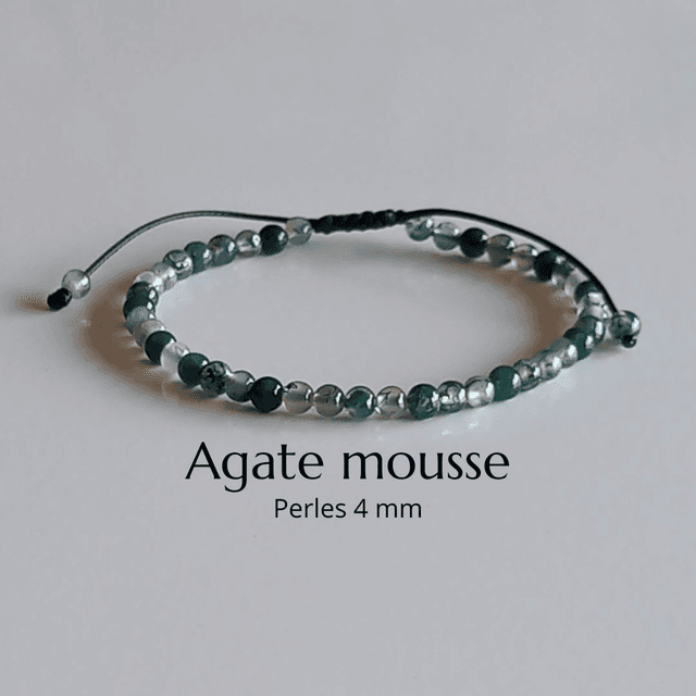 Bracelet ajustable en Agate mousse