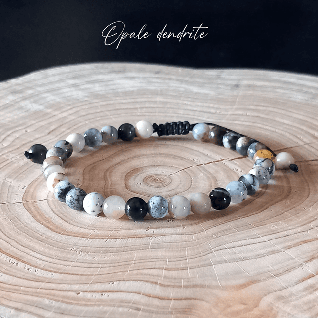 Bracelet ajustable en Opale dendritique