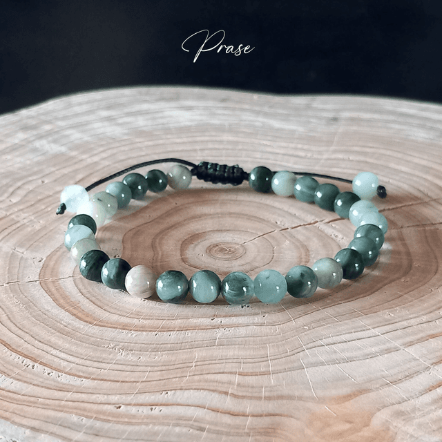 Bracelet ajustable en Prase (Quartz vert)