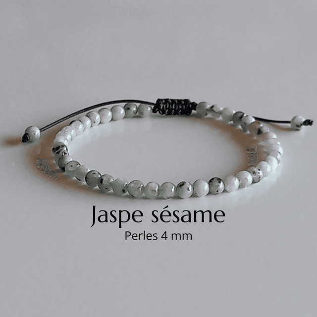 Bracelet ajustable en Jaspe sésame (kiwi)