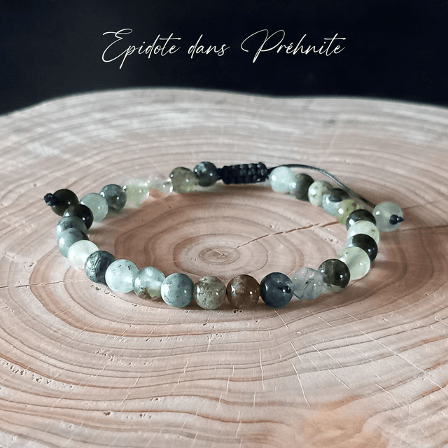 Bracelet ajustable en Epidote dans Préhnite