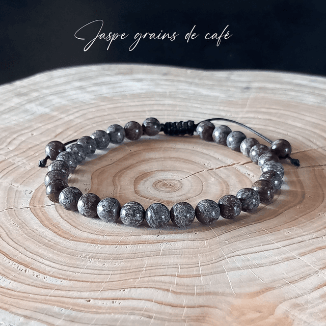 Bracelet ajustable en Jaspe grains de café