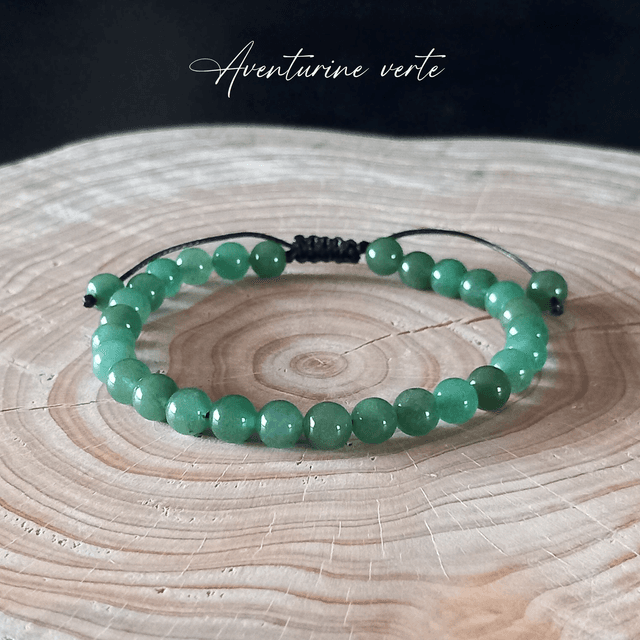 Bracelet ajustable en Aventurine verte