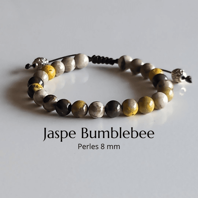 Bracelet ajustable en Jaspe Bumblebee (Jaspe bourdon)