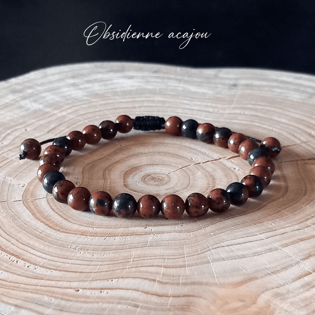 Bracelet ajustable en Obsidienne acajou