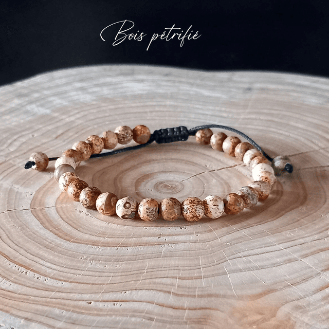 Bracelet ajustable en Bois pétrifié
