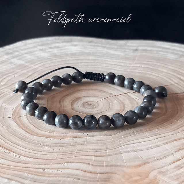 Bracelet ajustable en Feldspath arc en ciel