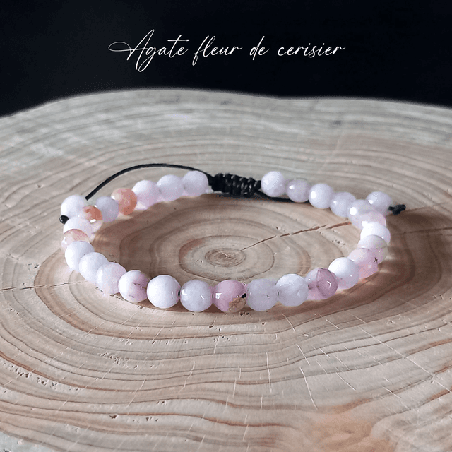 Bracelet ajustable en Agate fleur de cerisier (Agate Sakura)