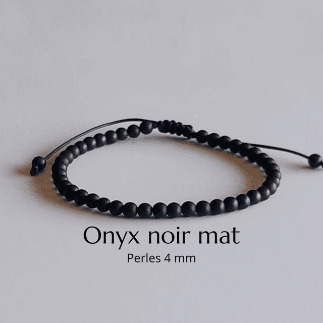 Bracelet ajustable en Onyx mat