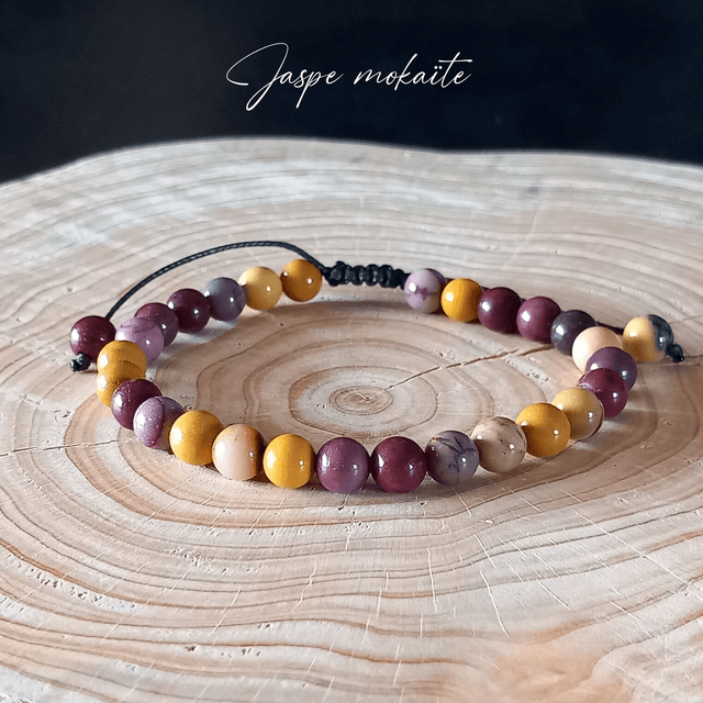 Bracelet ajustable en Jaspe mokaïte