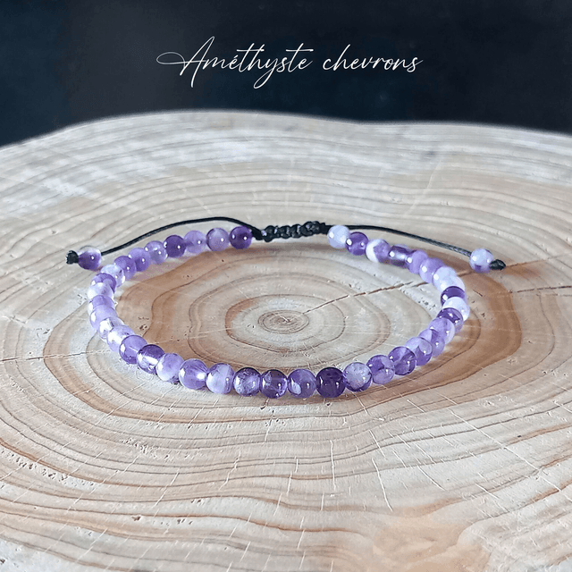 Bracelet ajustable en Améthyste chevron