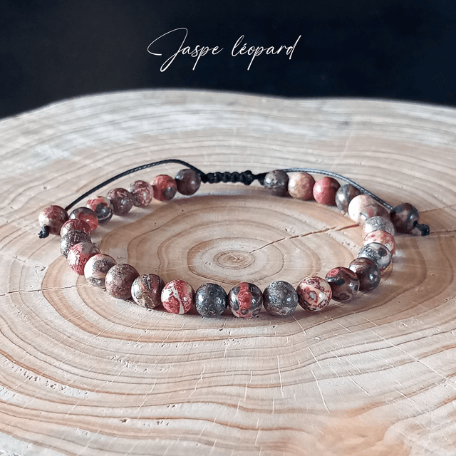 Bracelet ajustable en Jaspe léopard