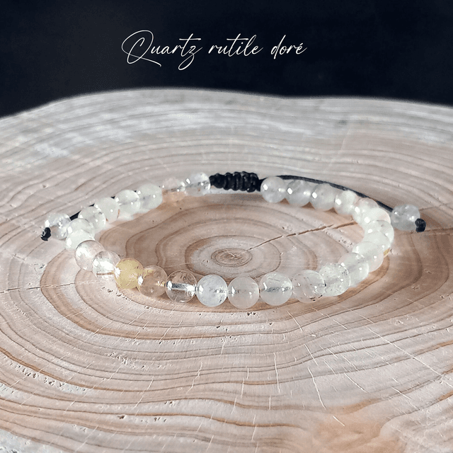 Bracelet ajustable en Quartz rutile doré