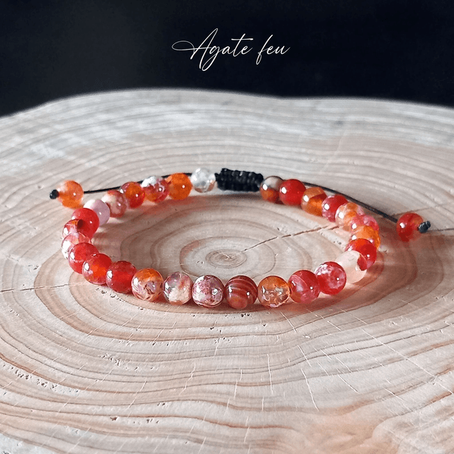 Bracelet ajustable en Agate de feu