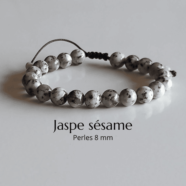 Bracelet ajustable en Jaspe sésame (kiwi)