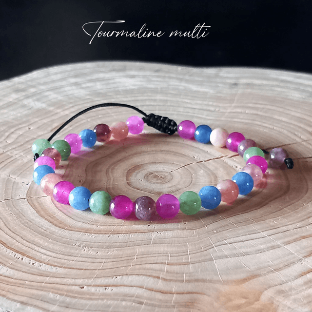 Bracelet ajustable en Tourmaline multicolore