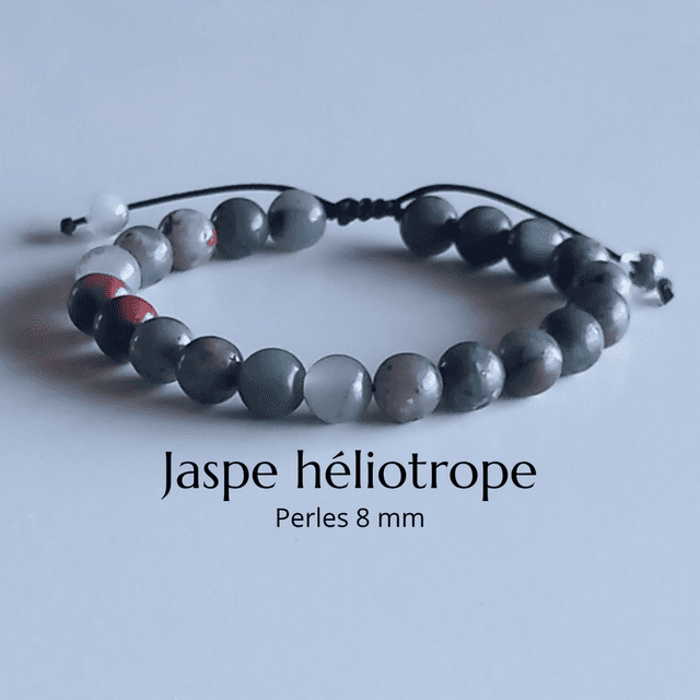 Bracelet ajustable en Jaspe héliotrope