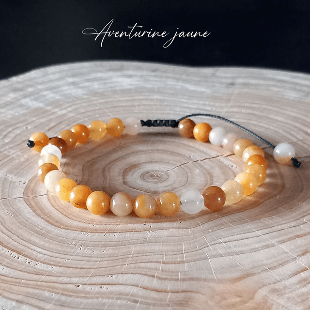 Bracelet ajustable en Aventurine jaune
